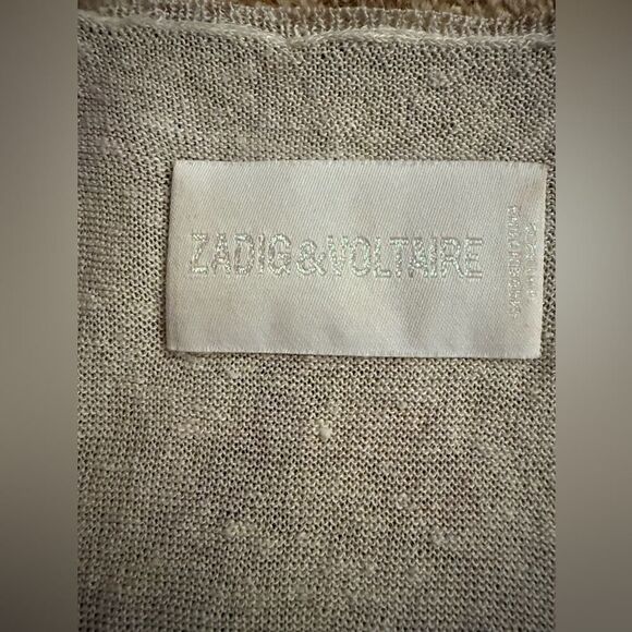 Zadig & Voltaire cream w pale pink snakeskin pattern cardigan / tank set S NWOT - Picture 12 of 16